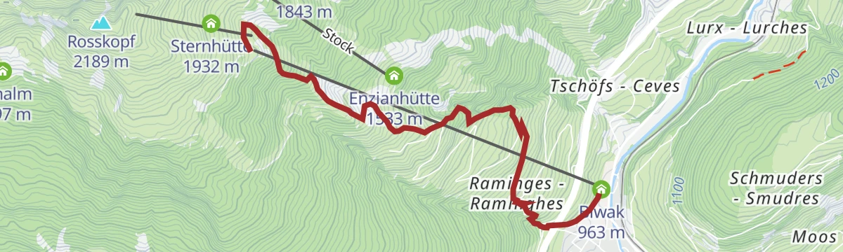 Route map: Descend from Rosskopf to Sterzing / Vipiteno